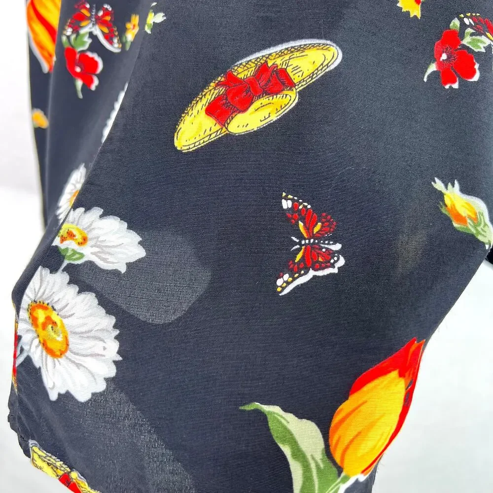 Vintage Flower & Butterfly Print A-Line Mini Skirt XS - Picture 7 of 9